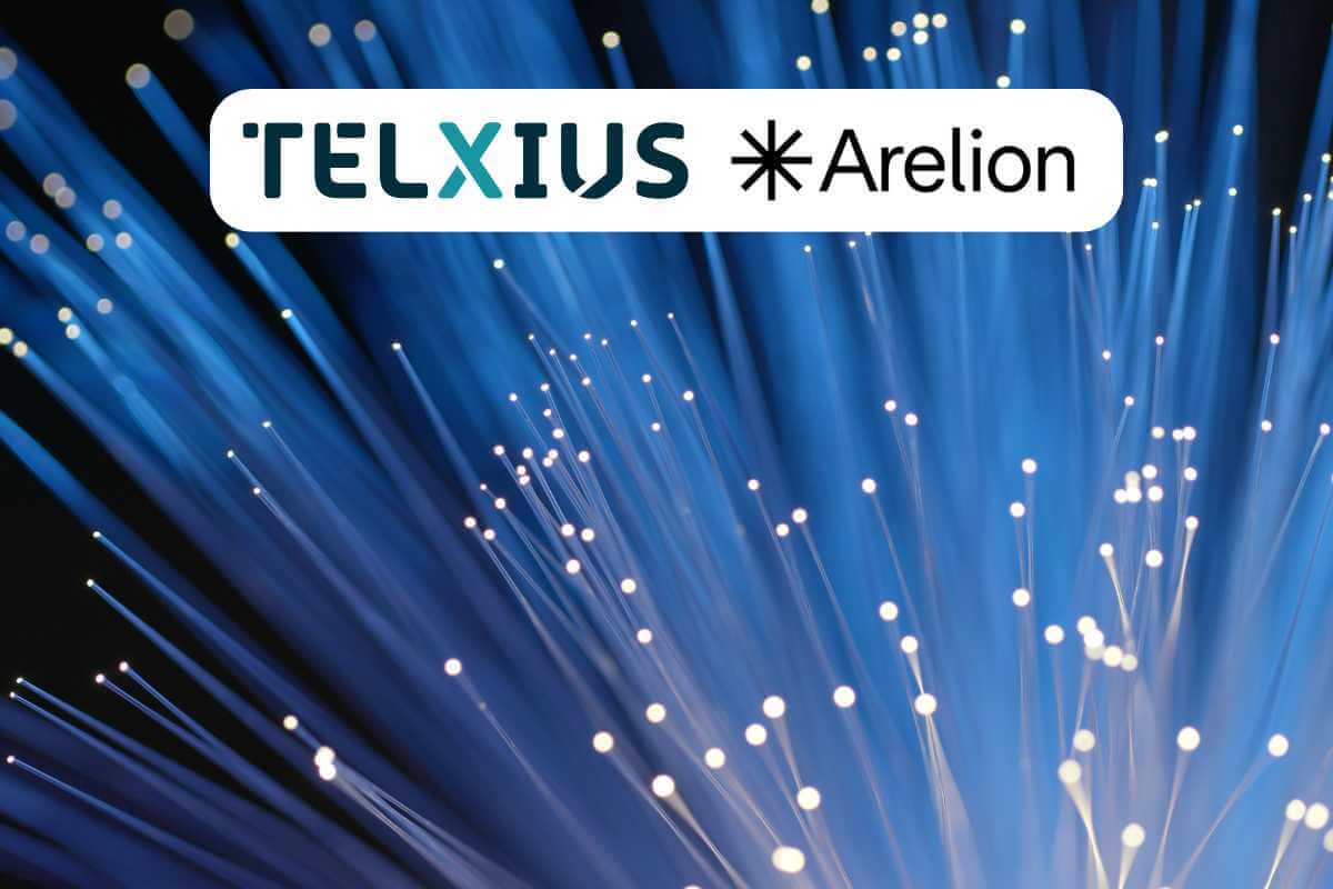 Fiber optic cables with Telxius and Arelion logos.