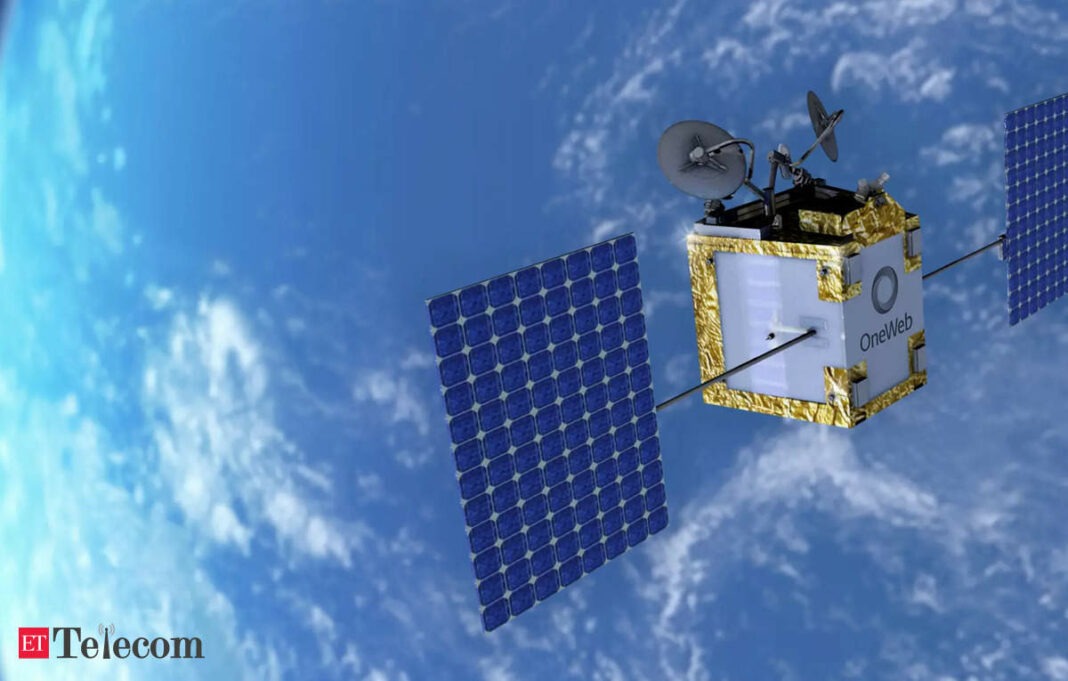 OneWeb satellite orbiting Earth for global internet coverage.