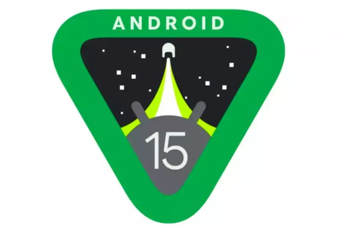 Android 15 logo with green and black design.