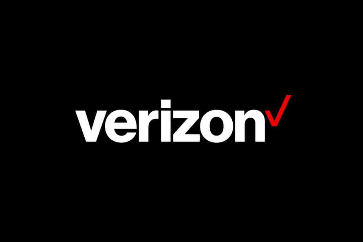 Verizon logo on black background.
