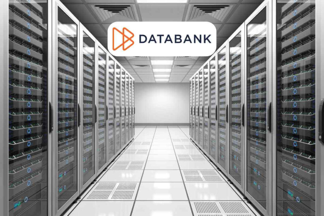 Databank server room with racks of computer equipment