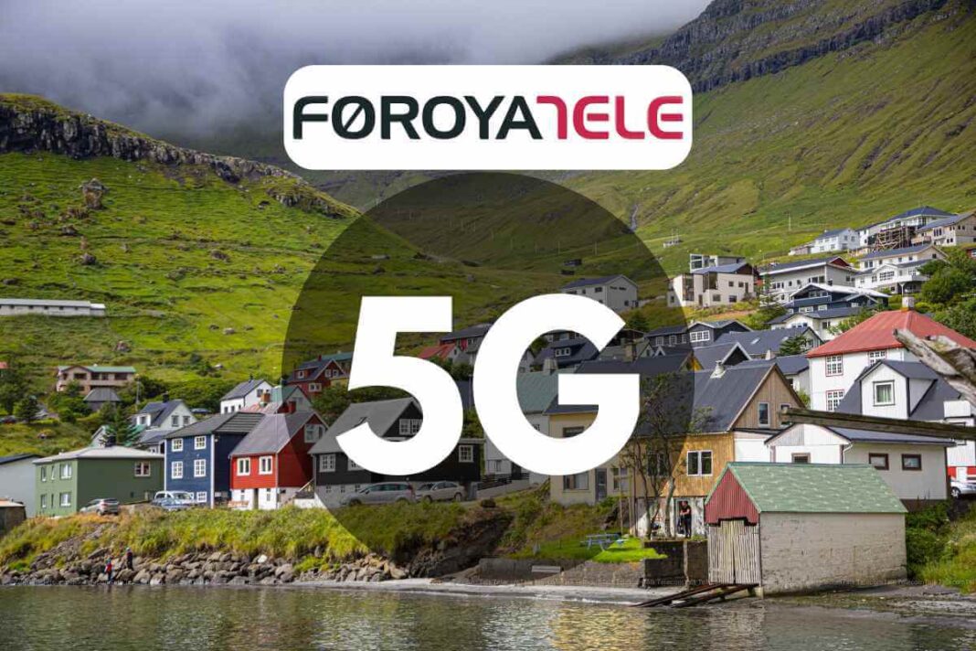 5G network advertisement in scenic coastal village.