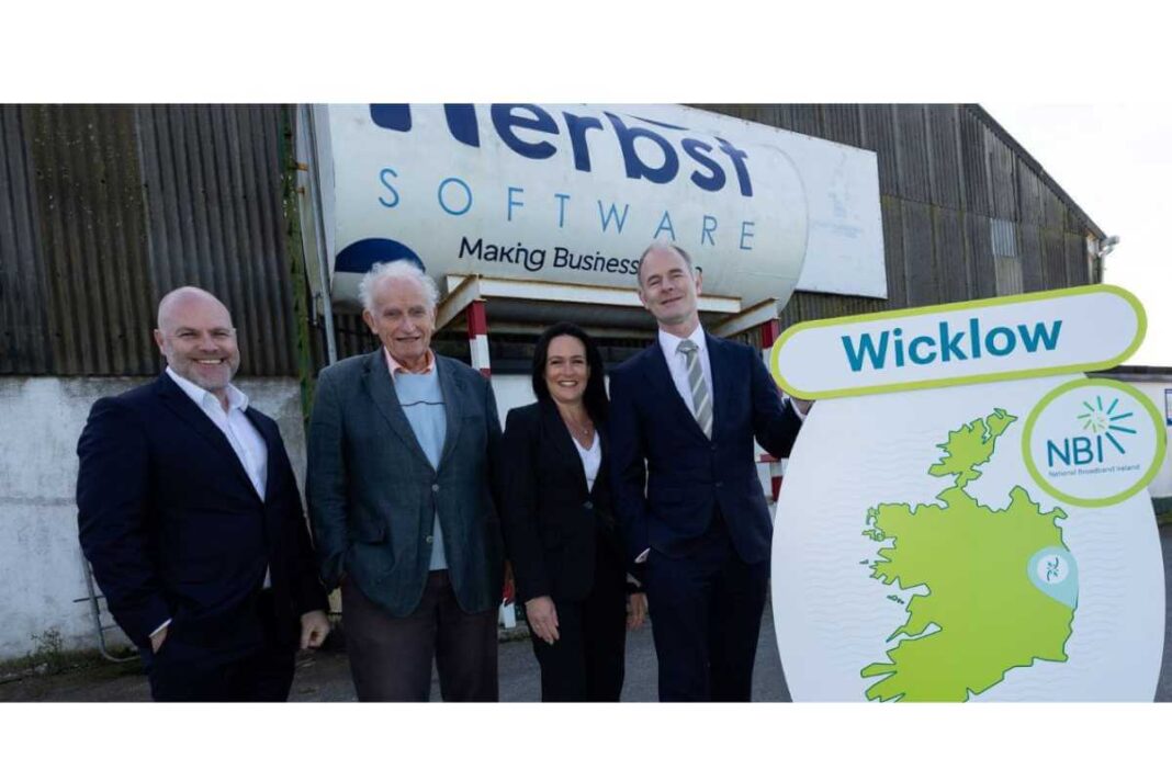 Group of professionals outside Herbst Software in Wicklow.