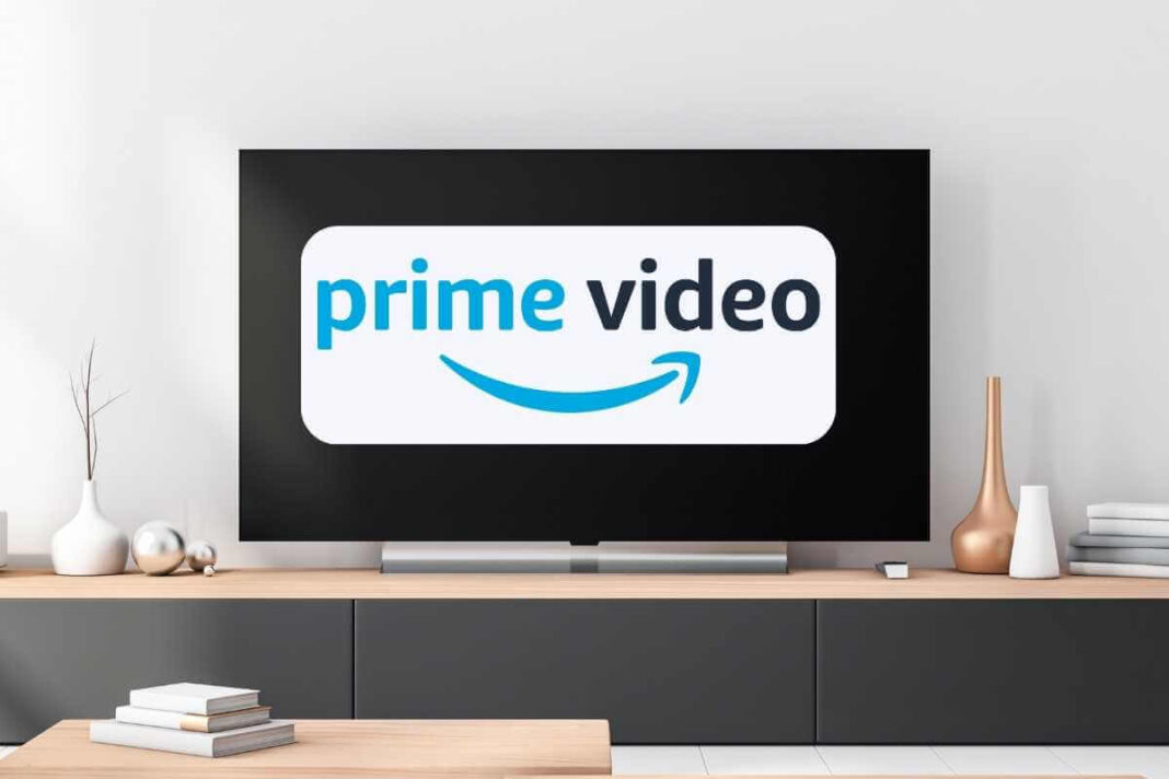 Prime Video logo displayed on modern living room TV.