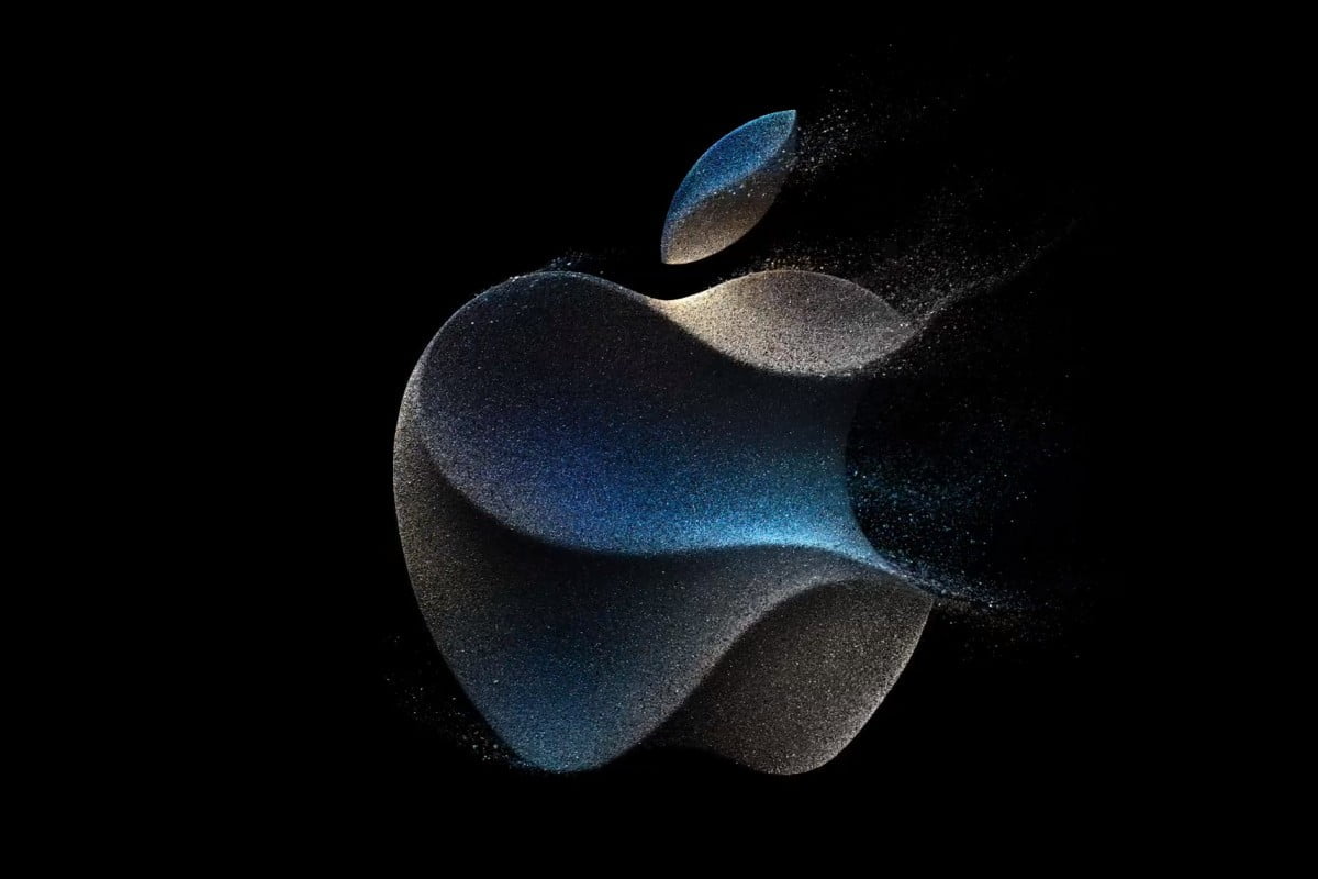 Apple logo with cosmic dust effect.