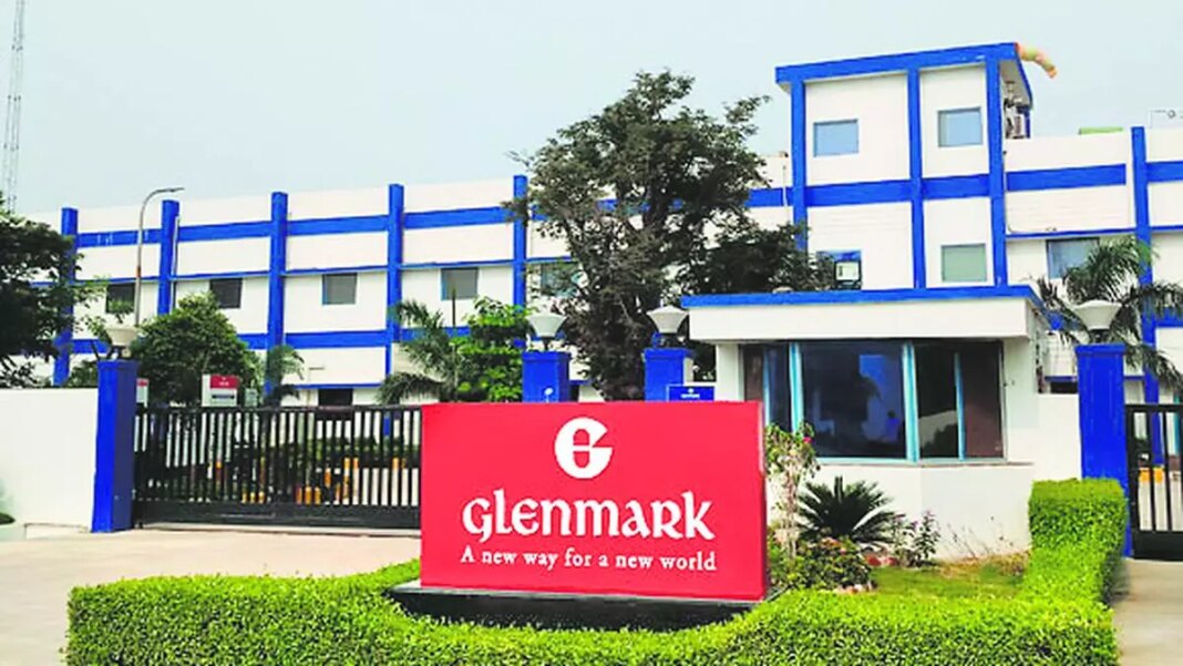 Glenmark Pharmaceuticals corporate building entrance with logo.