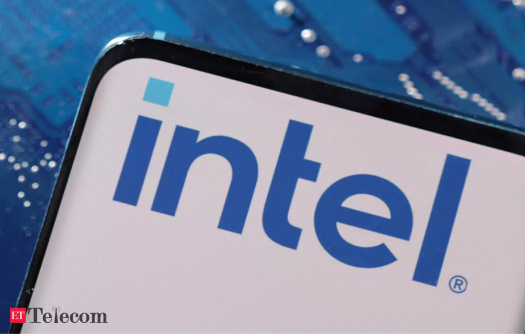 Intel logo on smartphone screen