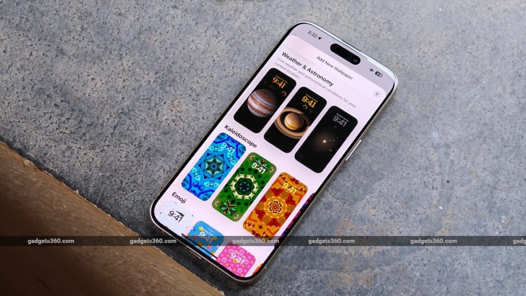 Smartphone displaying colorful wallpaper options.