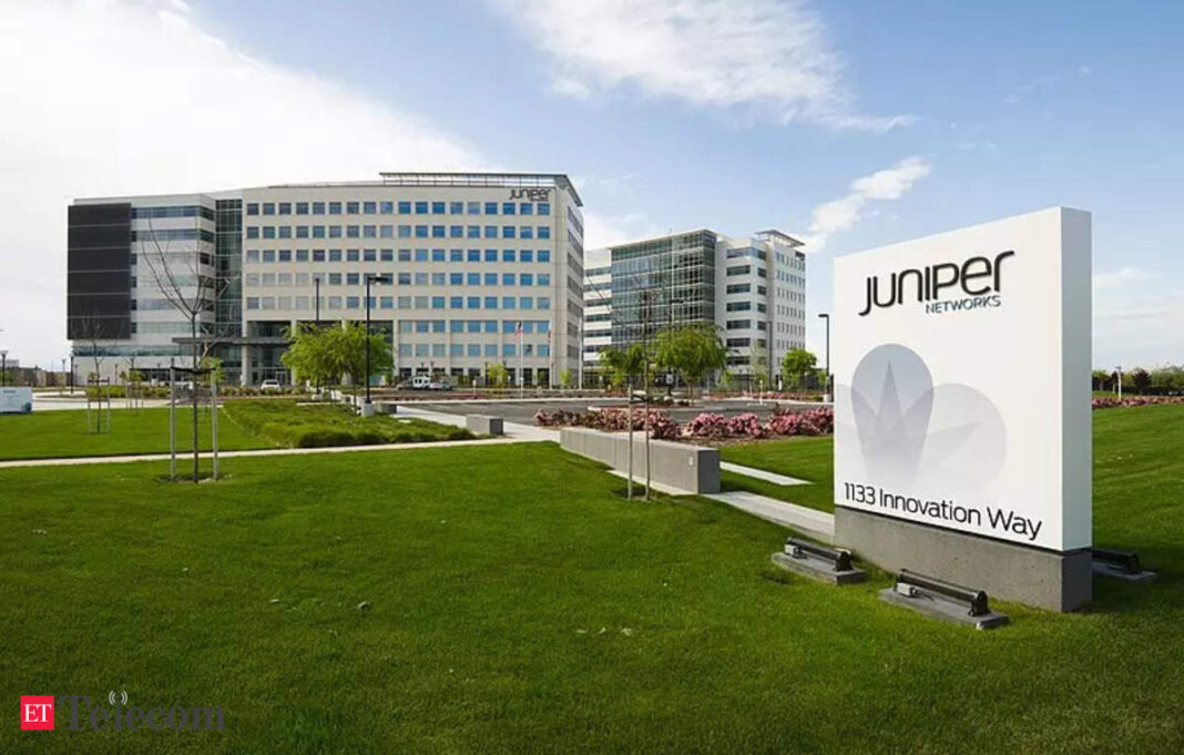 Juniper Networks headquarters building exterior with signage.
