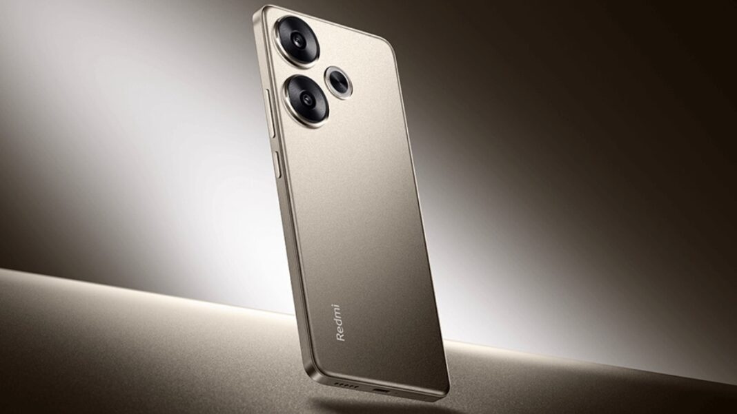 Gold smartphone with dual cameras on gradient background.