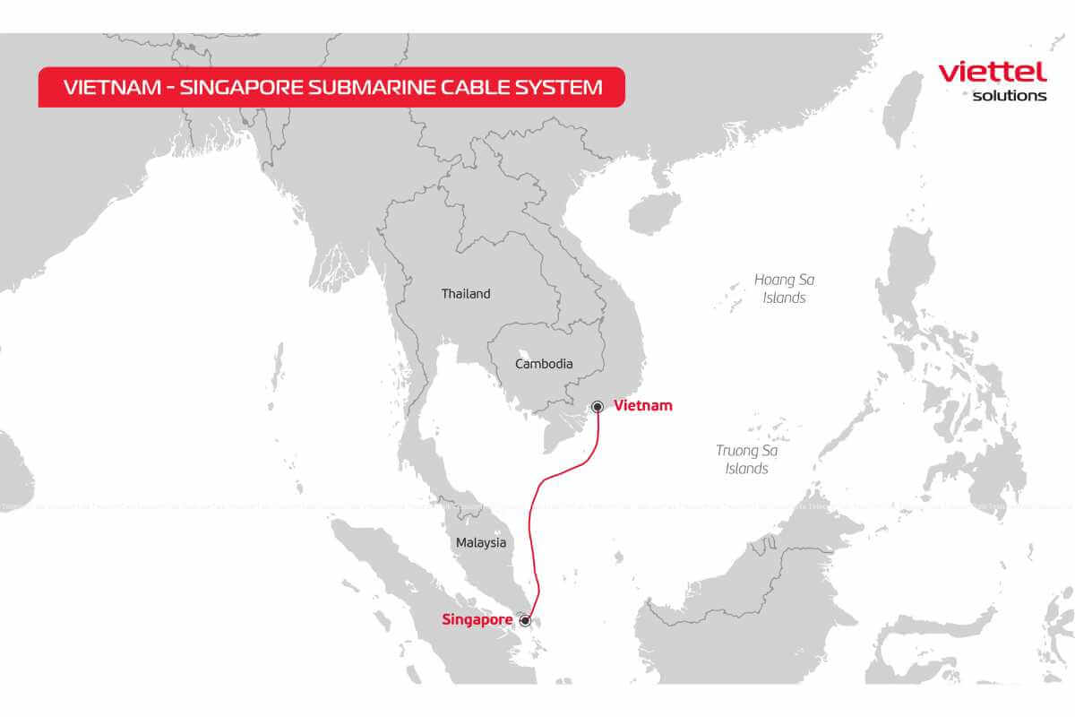 Map of Vietnam-Singapore submarine cable route.