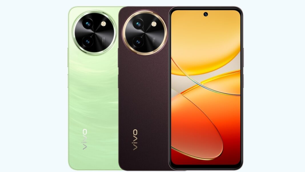 Dual-camera smartphones in green and brown colors.