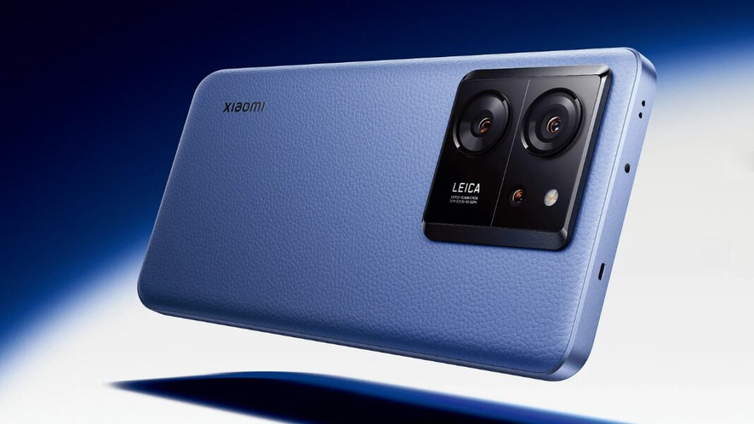 Blue Xiaomi smartphone with Leica dual camera.