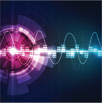 Abstract digital sound wave technology background.