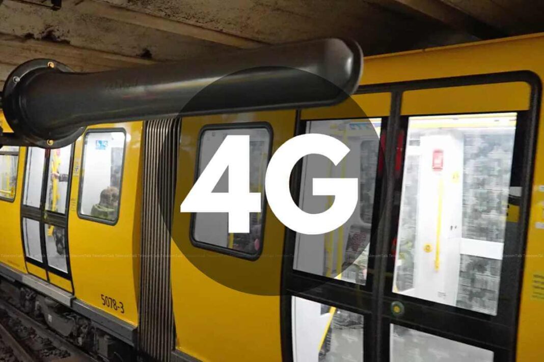 Yellow train carriage with 4G connectivity symbol.