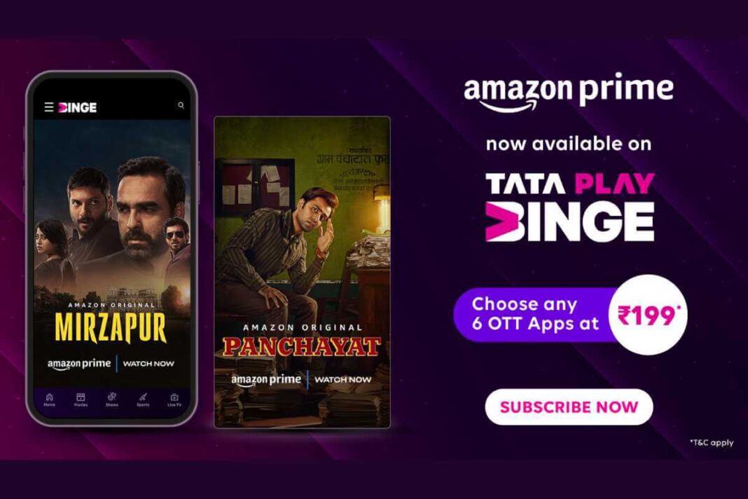 Tata Play Binge subscription offer for Amazon Prime shows.