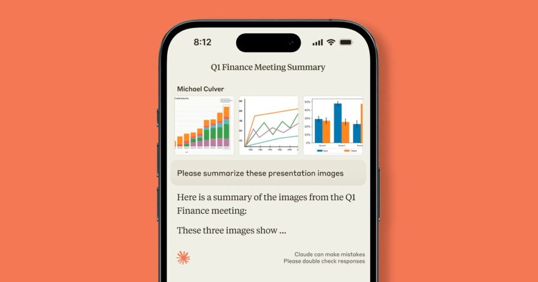Smartphone displaying Q1 finance meeting charts.