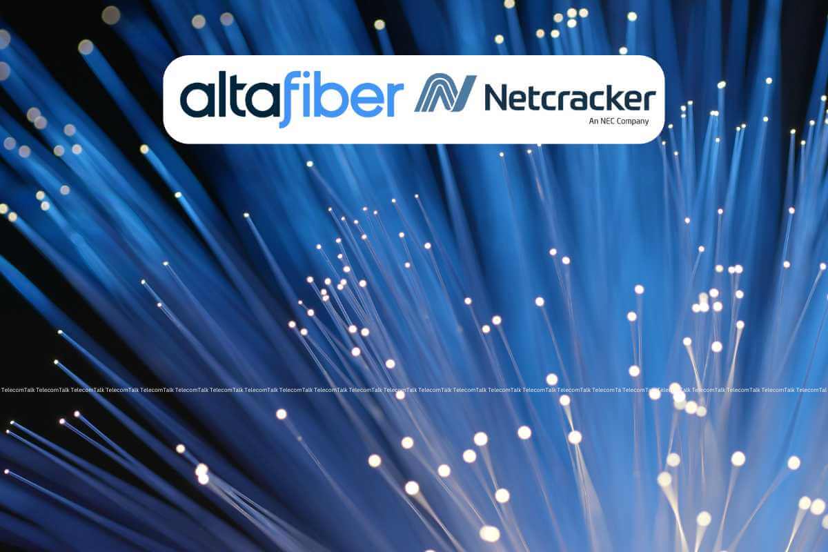 Altafiber and Netcracker logos with fiber optic background.