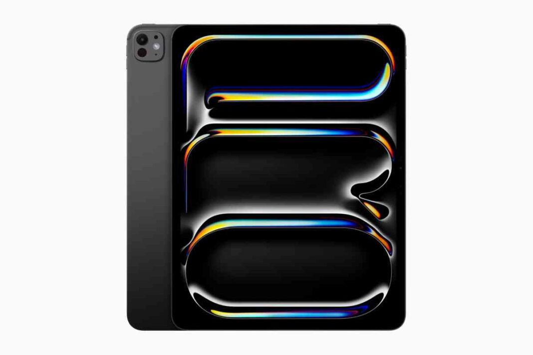 Black smartphone with colorful abstract wallpaper.