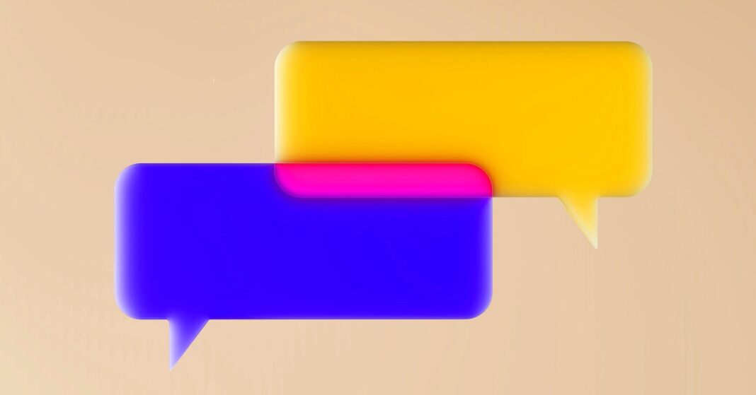 3D colorful chat bubbles graphic