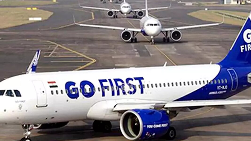 GO FIRST airline planes on tarmac at airport