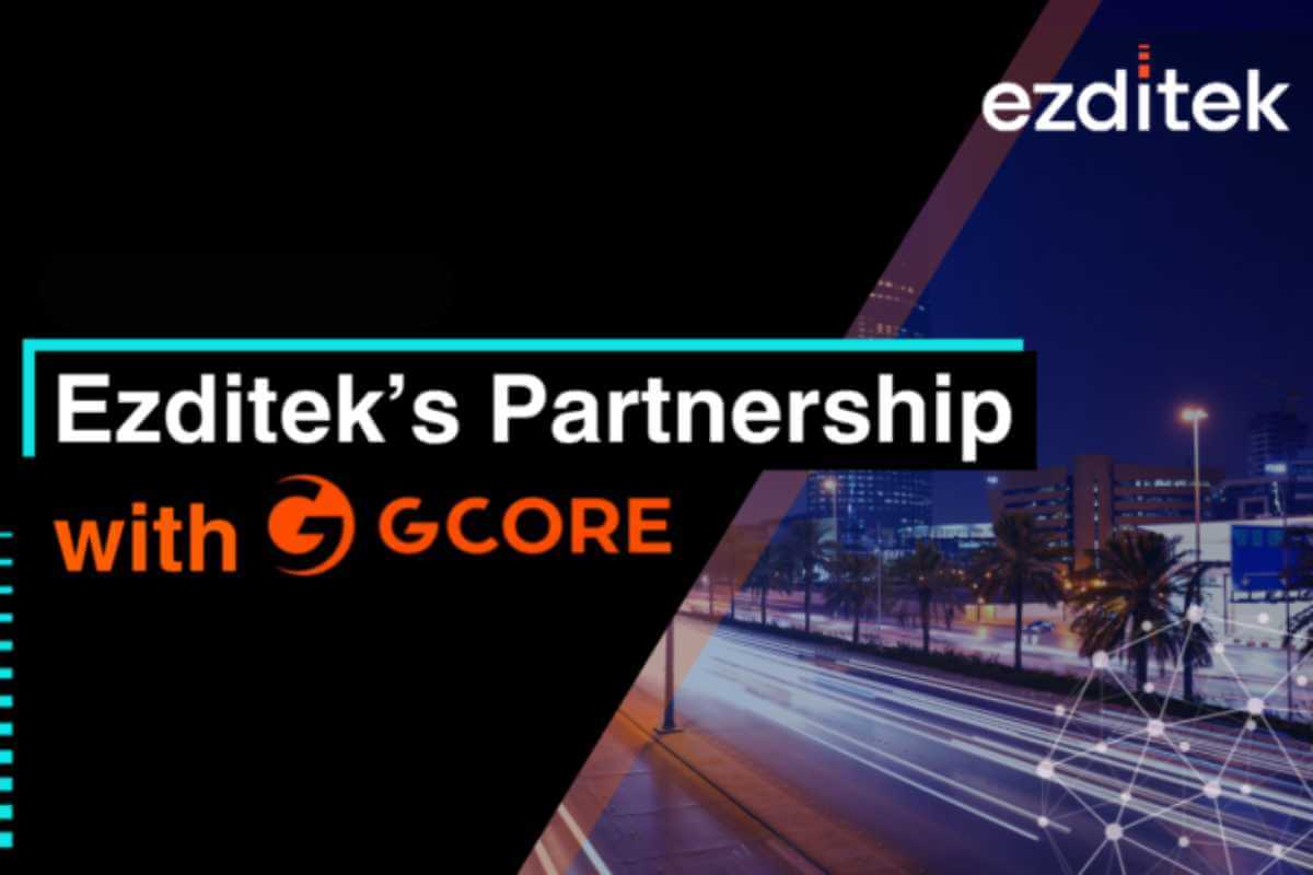 Ezditek and GCore partnership announcement graphic.