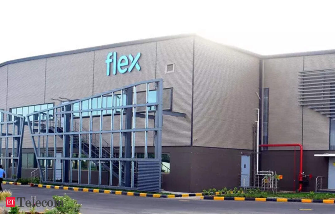 Flex company building exterior with logo.