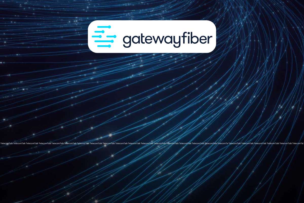 Abstract fiber optic cables with Gateway Fiber logo.