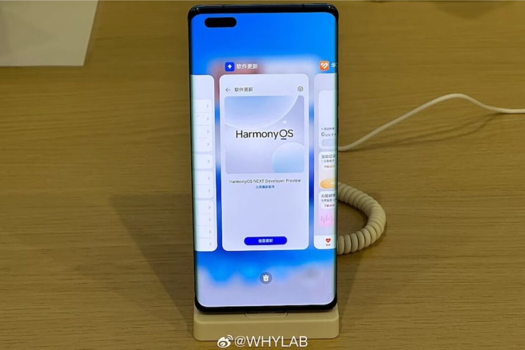 Smartphone displaying HarmonyOS on screen.