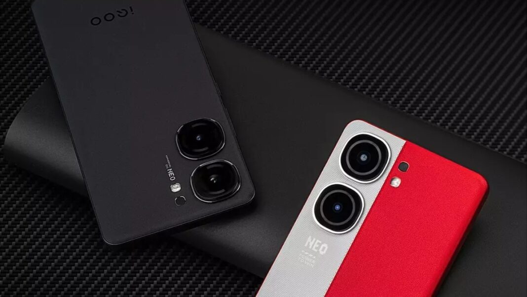 Black and red smartphones with dual cameras.