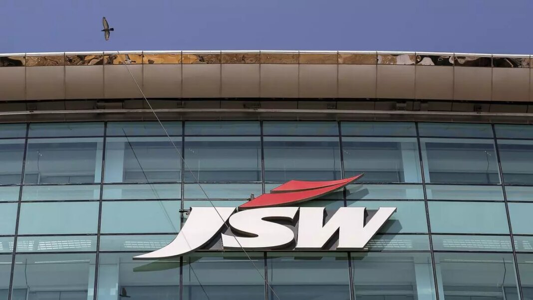 JSW logo on modern office building facade