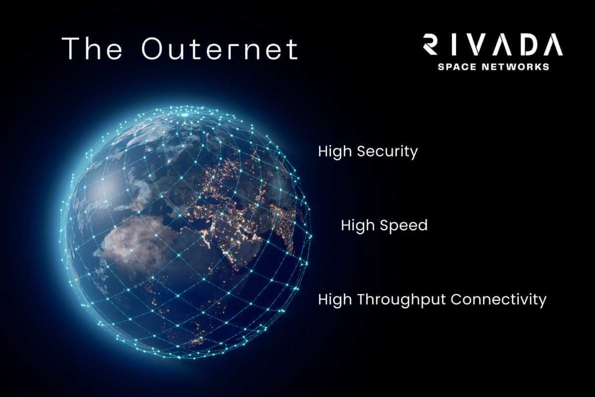 Globe network graphic labeled "The Outernet" by Rivada.