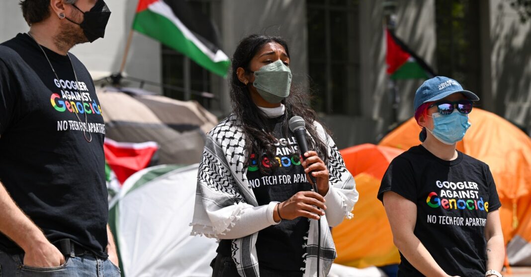Protesters advocating against genocide and apartheid.