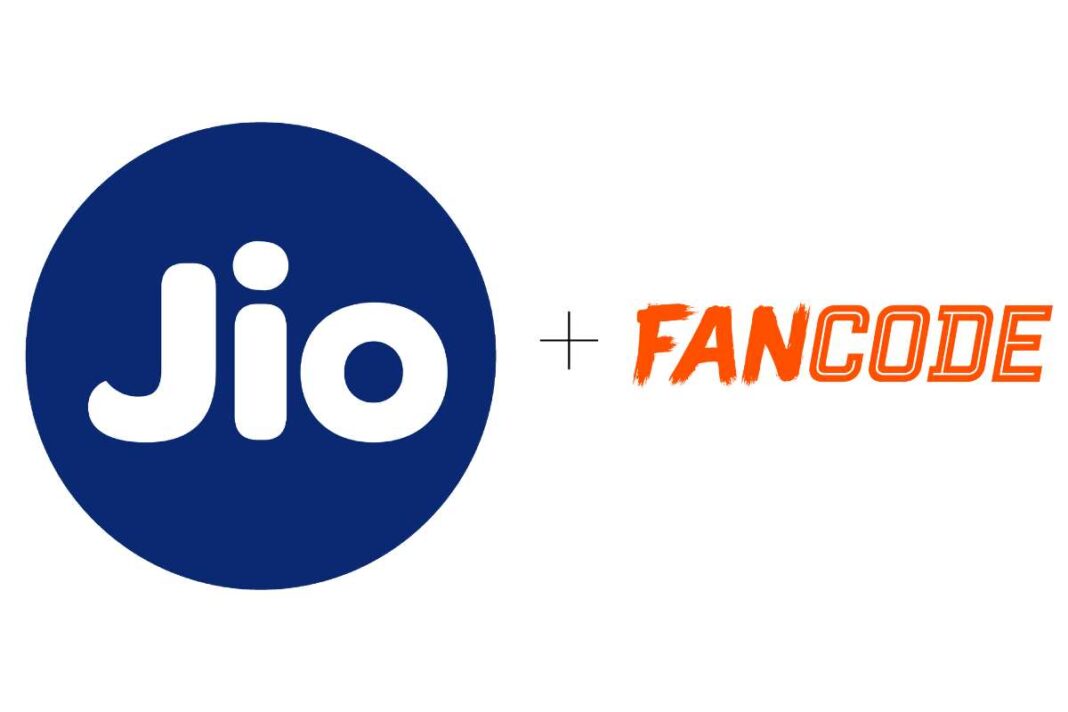 Jio logo plus Fancode text on white background.