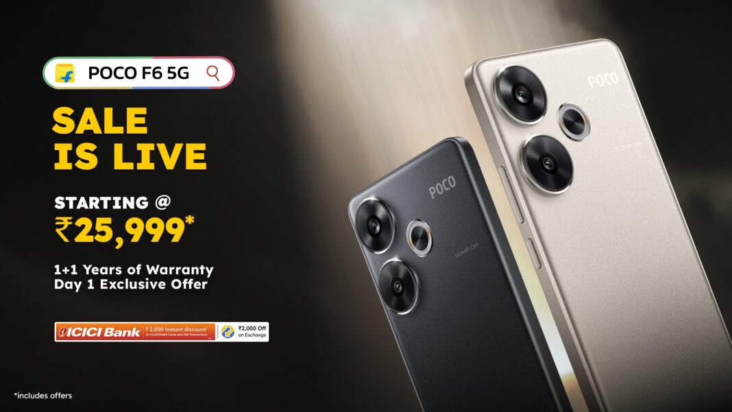 POCO F6 5G smartphone sale advertisement.