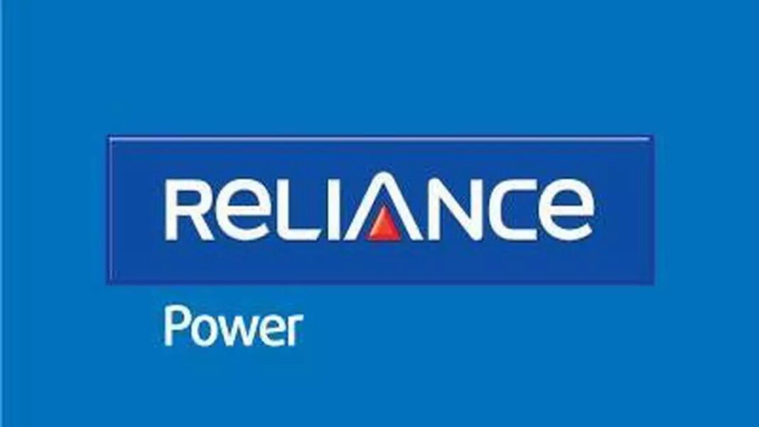 Reliance Power company logo on blue background.