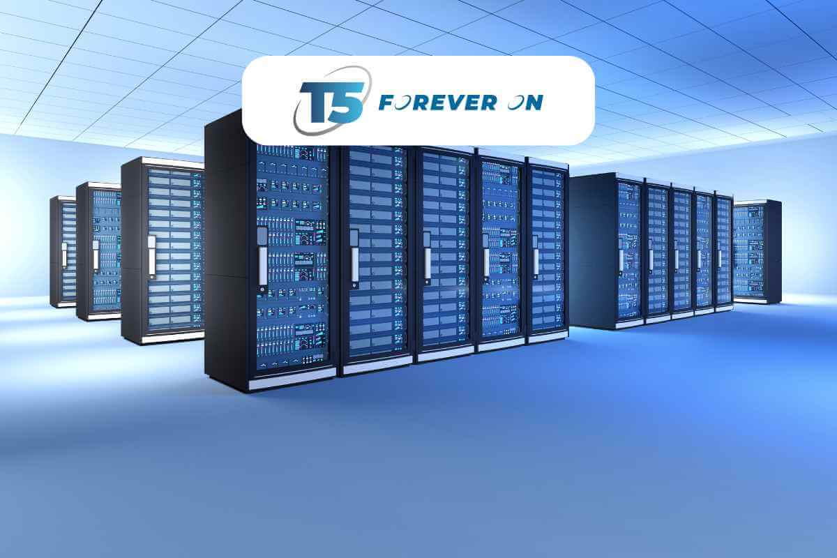 Modern data center server room racks
