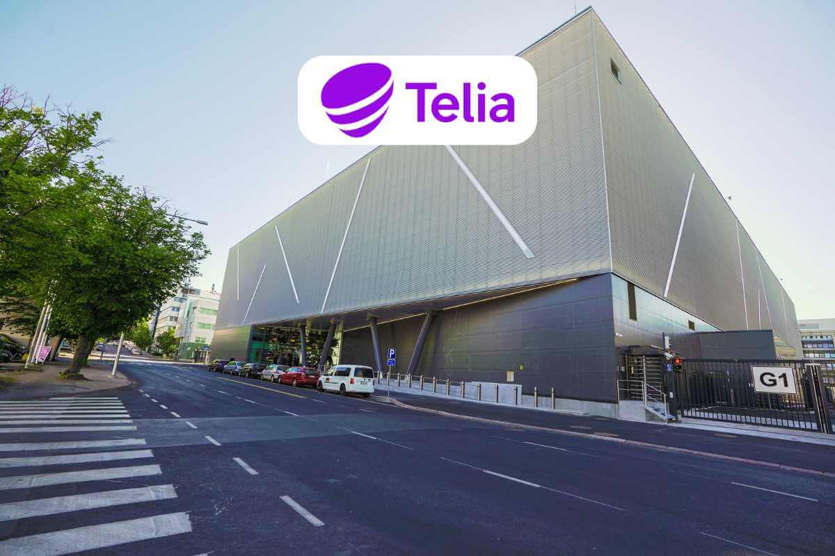 Telia building exterior with logo and street view.