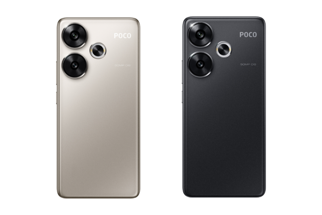 POCO smartphones in gold and black colors.