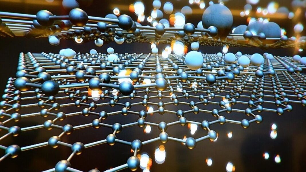 3D rendered graphene molecular structure, science concept.