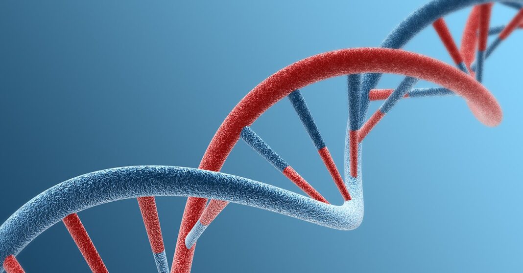 3D illustration of a DNA double helix.