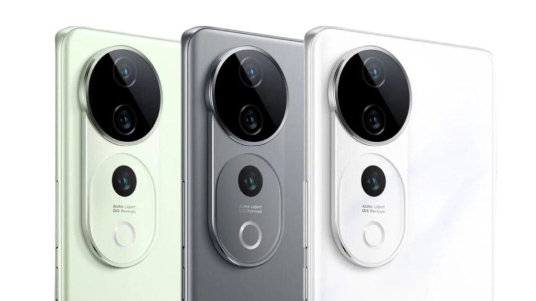 Smartphones with triple-lens cameras, different colors.