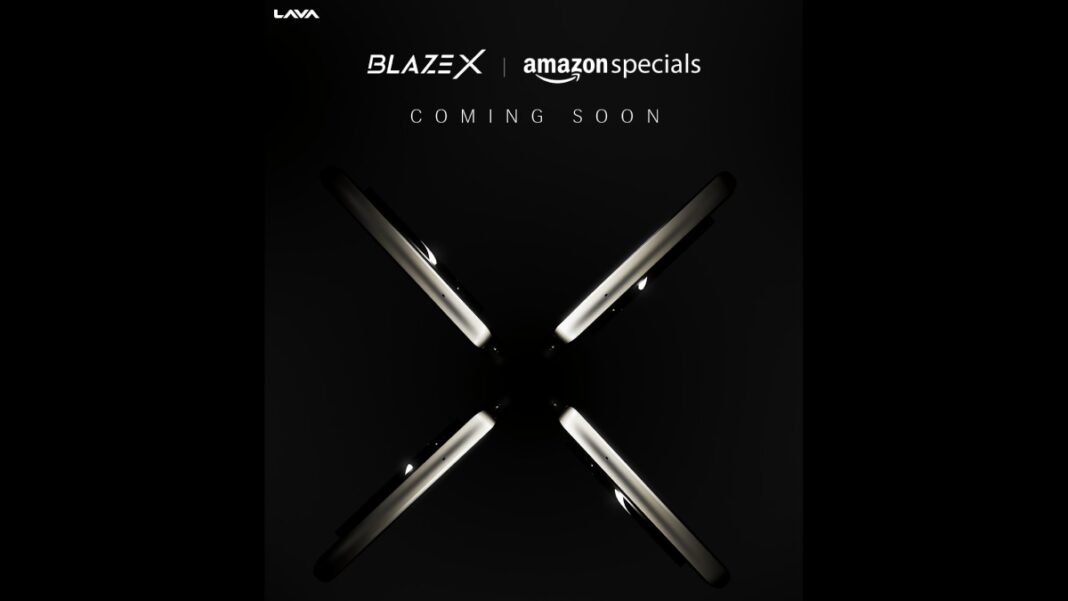 Teaser for upcoming LAVA BlazeX smartphone on Amazon.