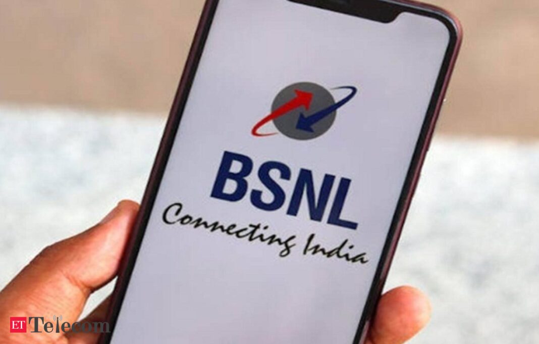 Smartphone displaying BSNL logo.