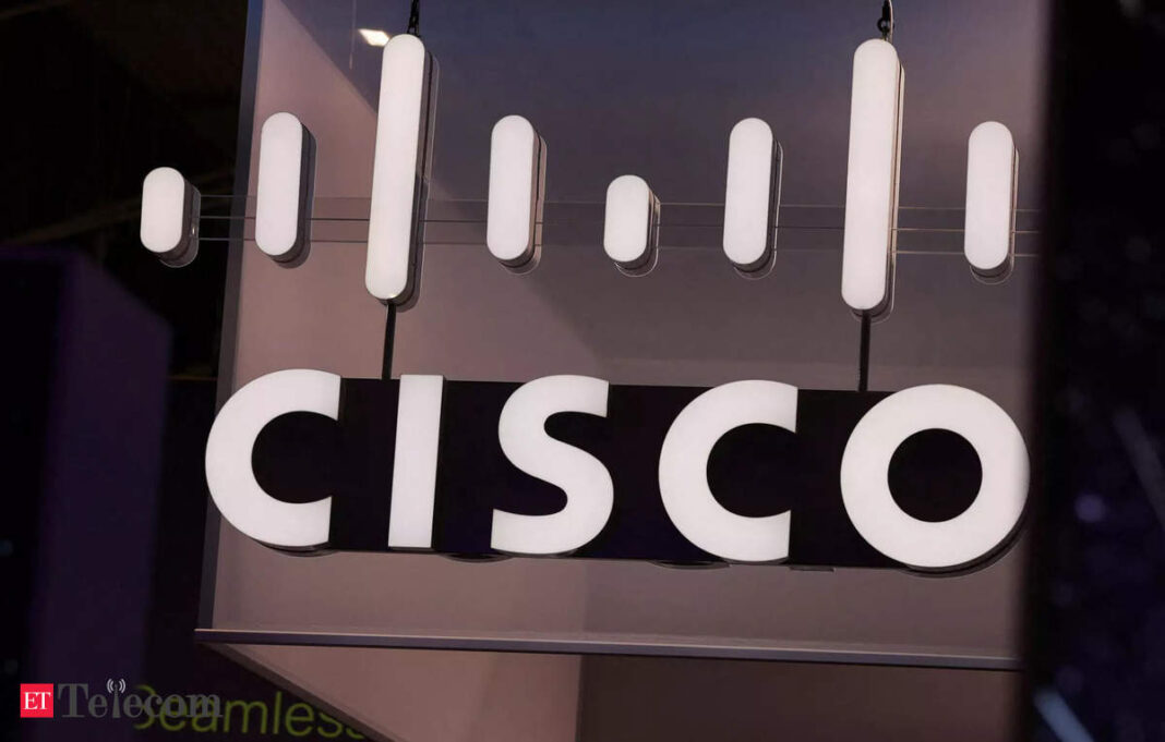 Cisco company logo on a sign at event