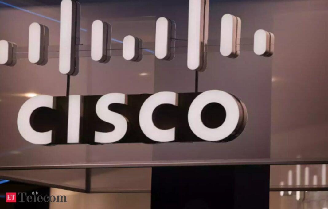 Cisco logo on display indoors.