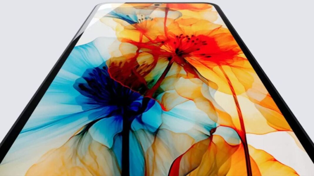 Colorful flowers on smartphone screen.