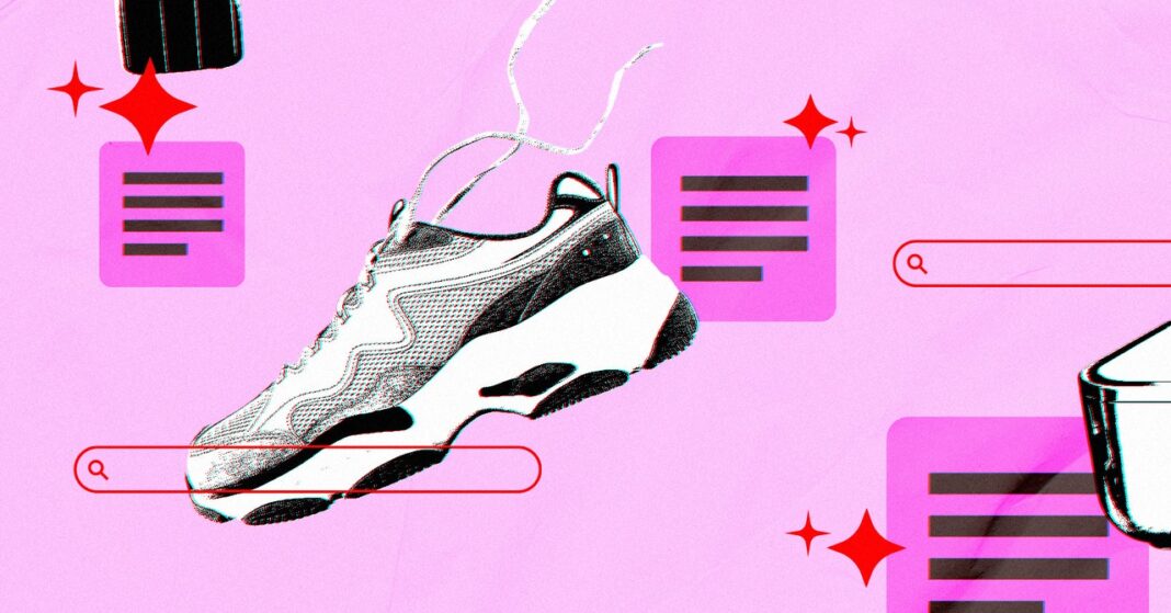 Stylized sneaker graphic with digital elements.