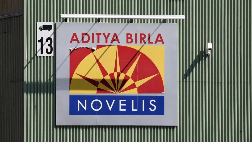 Novelis company logo on industrial building facade