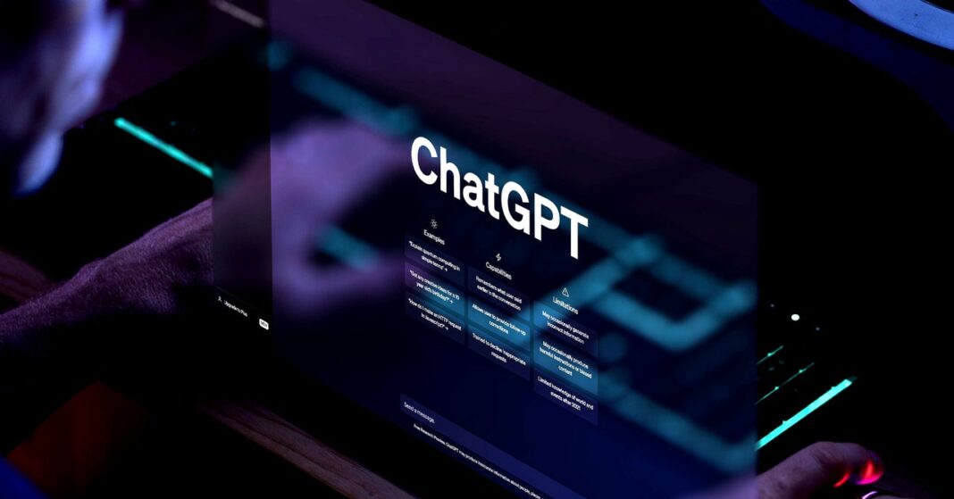 Person using ChatGPT on computer screen.